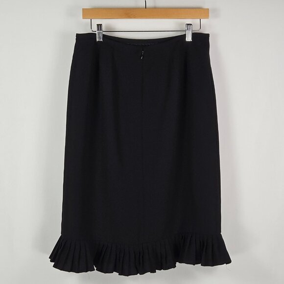 Jones‎ Studio Black Ruffle Hem Pencil Skirt 10 Romantic Office Cocktail Chic - Picture 2 of 8